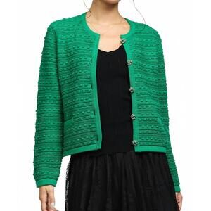 NEW NYLAND rose long sleeve cardigan with pockets in green